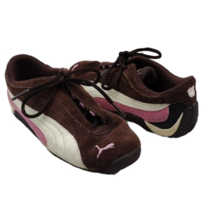 Puma Growth Control System Brown Pink Suede Round Toe Low Top Lace Up Sneakers
